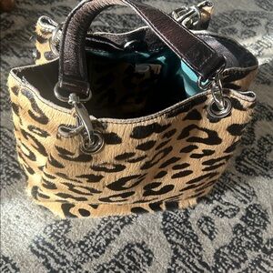 Maurizio Taiuti Leopard Print Shoulder Bag with Black Accents